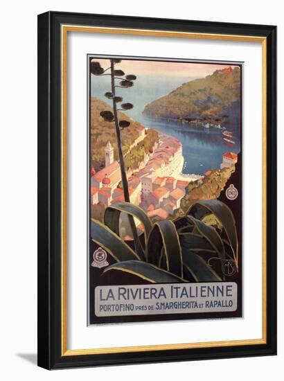 Travel Poster for Italian Riviera-null-Framed Art Print