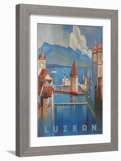 Travel Poster for Lucerne, Switzerland-null-Framed Art Print