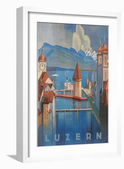 Travel Poster for Lucerne, Switzerland-null-Framed Art Print