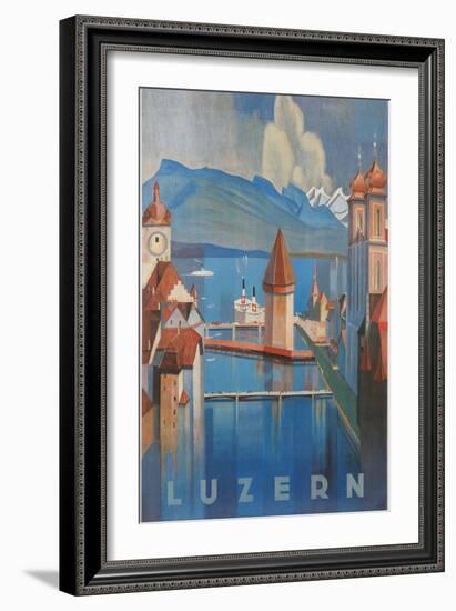 Travel Poster for Lucerne, Switzerland-null-Framed Art Print