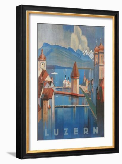 Travel Poster for Lucerne, Switzerland-null-Framed Art Print