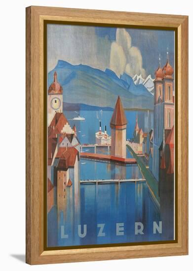 Travel Poster for Lucerne, Switzerland-null-Framed Stretched Canvas