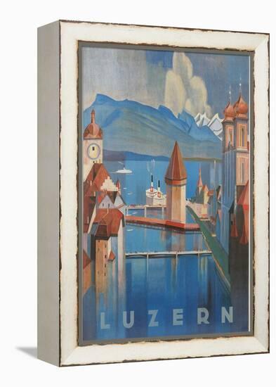 Travel Poster for Lucerne, Switzerland-null-Framed Stretched Canvas