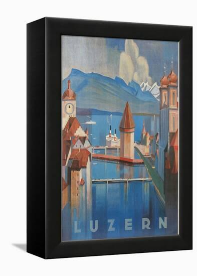 Travel Poster for Lucerne, Switzerland-null-Framed Stretched Canvas