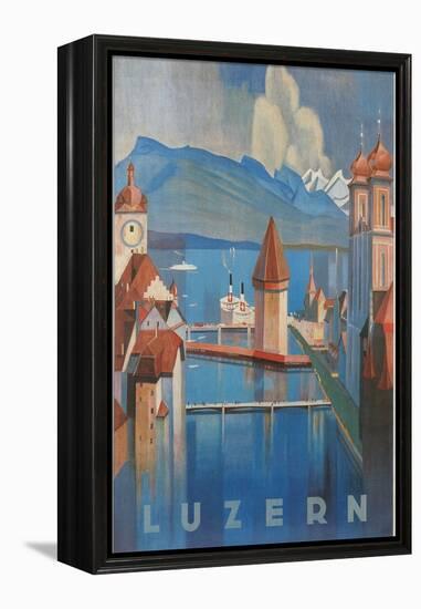 Travel Poster for Lucerne, Switzerland-null-Framed Stretched Canvas