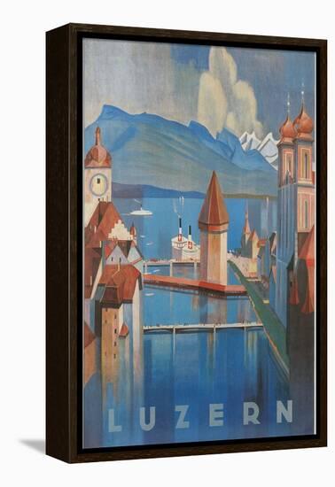 Travel Poster for Lucerne, Switzerland-null-Framed Stretched Canvas