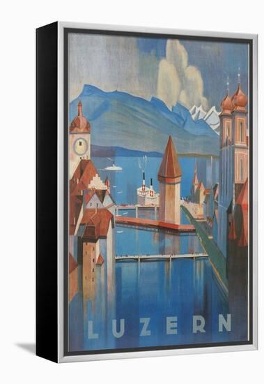 Travel Poster for Lucerne, Switzerland-null-Framed Stretched Canvas