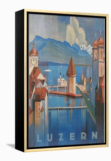 Travel Poster for Lucerne, Switzerland-null-Framed Stretched Canvas