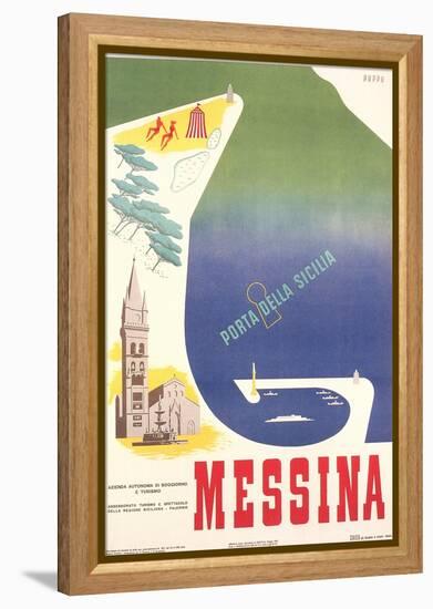 Travel Poster for Messina-null-Framed Stretched Canvas