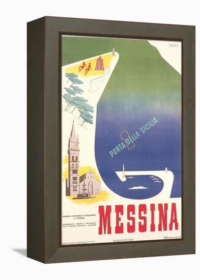 Travel Poster for Messina-null-Framed Stretched Canvas