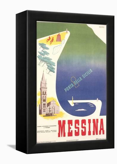 Travel Poster for Messina-null-Framed Stretched Canvas