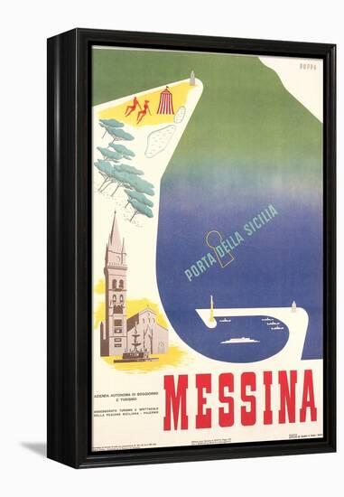 Travel Poster for Messina-null-Framed Stretched Canvas