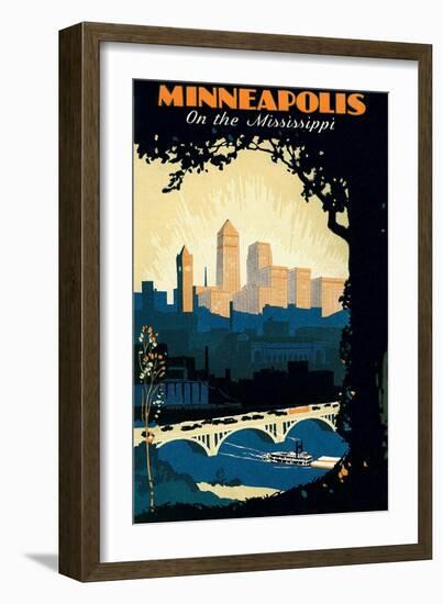 Travel Poster for Minneapolis-null-Framed Art Print