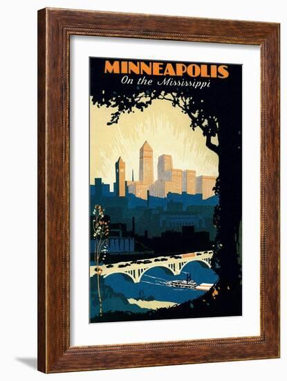 Travel Poster for Minneapolis-null-Framed Art Print