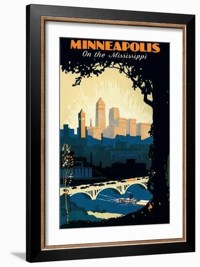 Travel Poster for Minneapolis-null-Framed Art Print