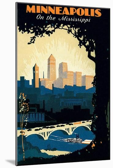 Travel Poster for Minneapolis-null-Mounted Art Print