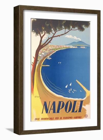 Travel Poster for Naples-null-Framed Premium Giclee Print