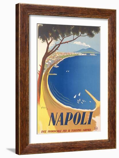 Travel Poster for Naples-null-Framed Art Print