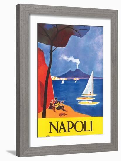 Travel Poster for Naples-null-Framed Art Print