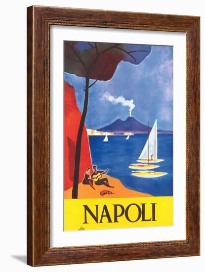 Travel Poster for Naples-null-Framed Art Print