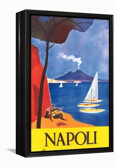 Travel Poster for Naples-null-Framed Stretched Canvas