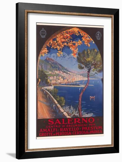 Travel Poster for Salerno-null-Framed Art Print