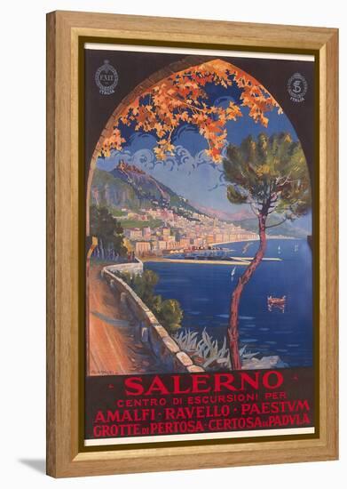 Travel Poster for Salerno-null-Framed Stretched Canvas