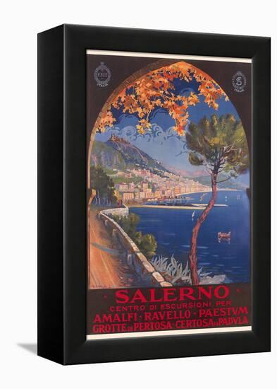 Travel Poster for Salerno-null-Framed Stretched Canvas