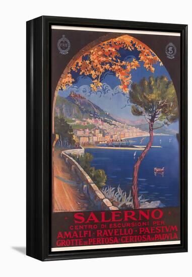 Travel Poster for Salerno-null-Framed Stretched Canvas