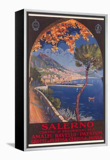 Travel Poster for Salerno-null-Framed Stretched Canvas