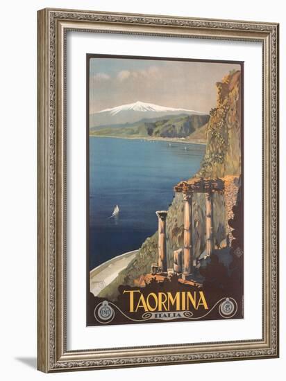 Travel Poster for Taormina-null-Framed Art Print
