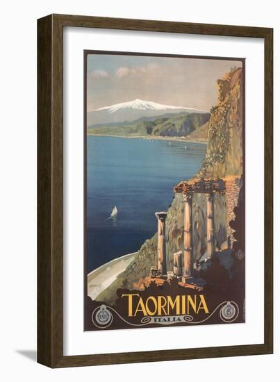 Travel Poster for Taormina-null-Framed Art Print