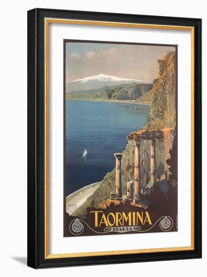 Travel Poster for Taormina-null-Framed Art Print