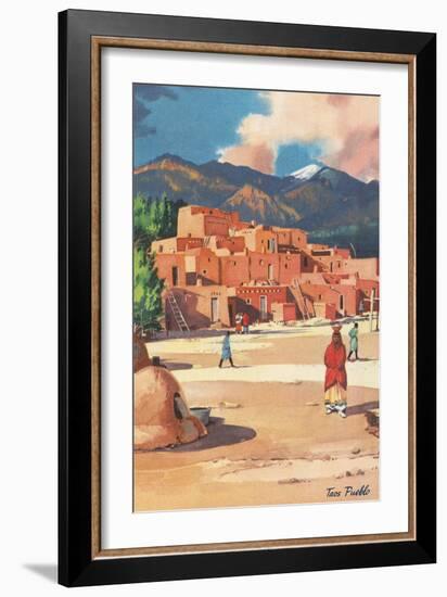 Travel Poster for Taos Pueblo-null-Framed Art Print