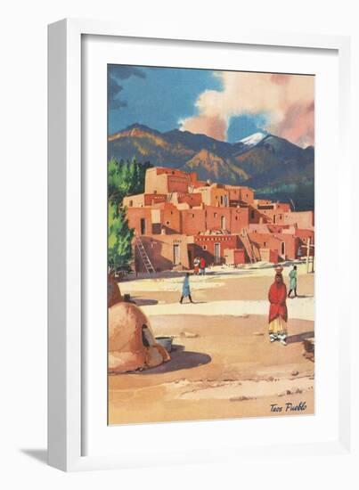 Travel Poster for Taos Pueblo-null-Framed Art Print