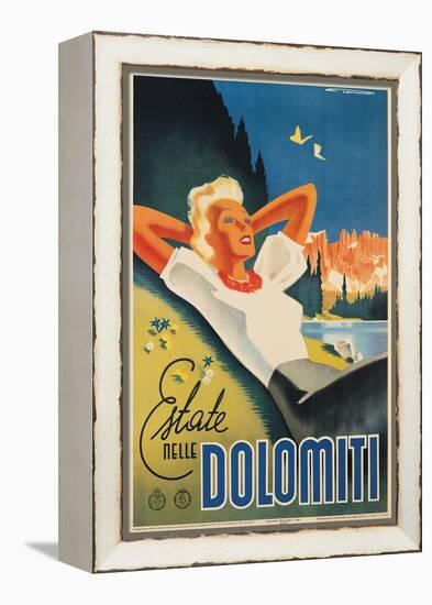 Travel Poster for the Italian Dolomites-Franz Lenhart-Framed Stretched Canvas