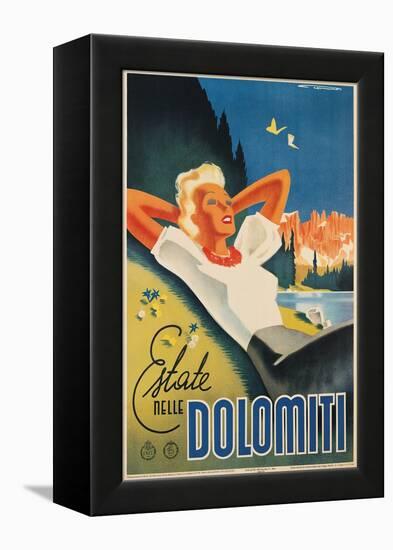 Travel Poster for the Italian Dolomites-Franz Lenhart-Framed Stretched Canvas