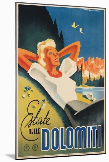 Travel Poster for the Italian Dolomites-Franz Lenhart-Mounted Art Print