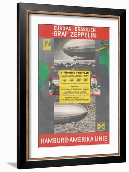 Travel Poster for Transatlantic Zeppelin Crossing-null-Framed Art Print