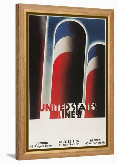 Travel Poster for United States Lines-Found Image Press-Framed Premier Image Canvas