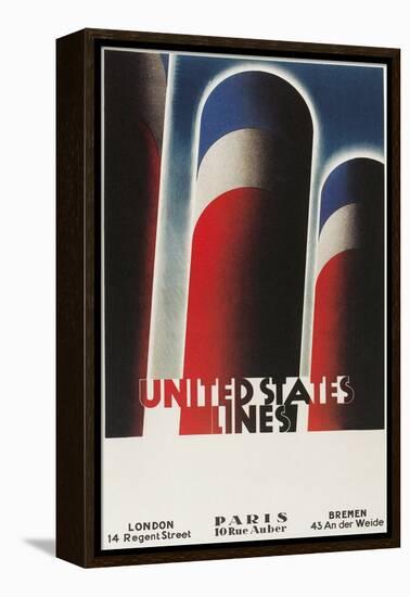 Travel Poster for United States Lines-Found Image Press-Framed Premier Image Canvas