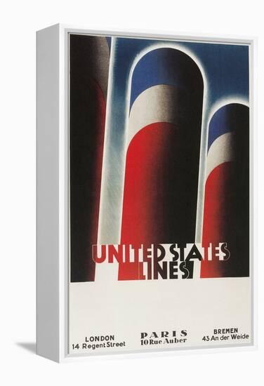 Travel Poster for United States Lines-Found Image Press-Framed Premier Image Canvas