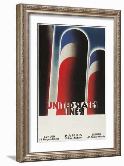 Travel Poster for United States Lines-Found Image Press-Framed Giclee Print