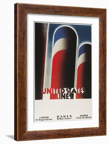 Travel Poster for United States Lines-Found Image Press-Framed Giclee Print