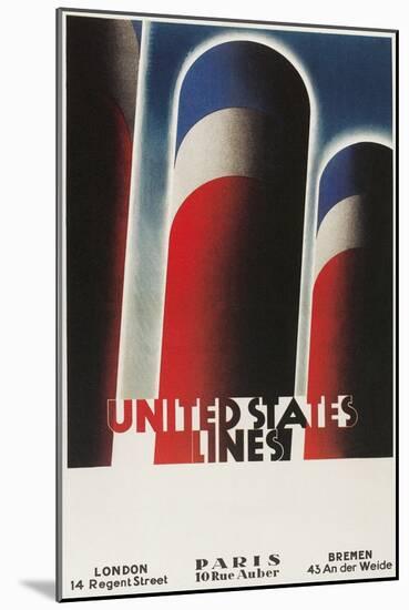 Travel Poster for United States Lines-Found Image Press-Mounted Giclee Print