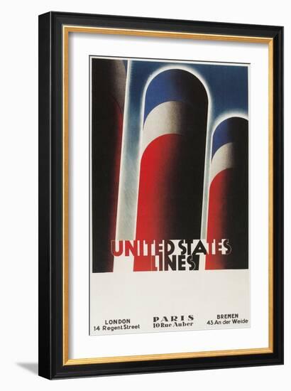 Travel Poster for United States Lines-Found Image Press-Framed Giclee Print