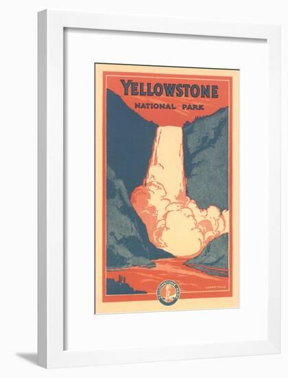 Travel Poster for Yellowstone Park, Waterfall-null-Framed Art Print