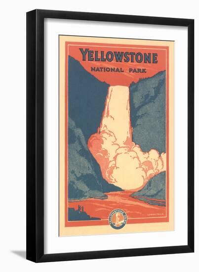 Travel Poster for Yellowstone Park, Waterfall-null-Framed Art Print