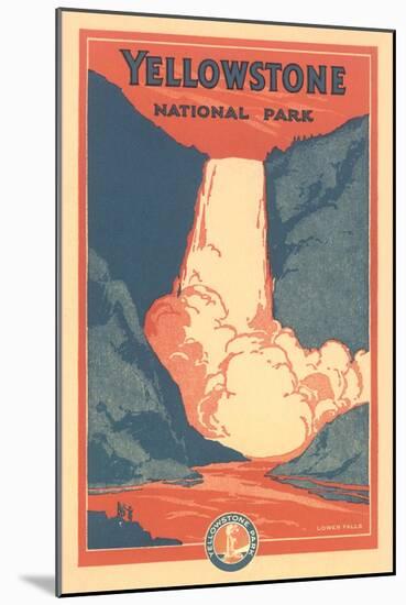 Travel Poster for Yellowstone Park, Waterfall-null-Mounted Art Print