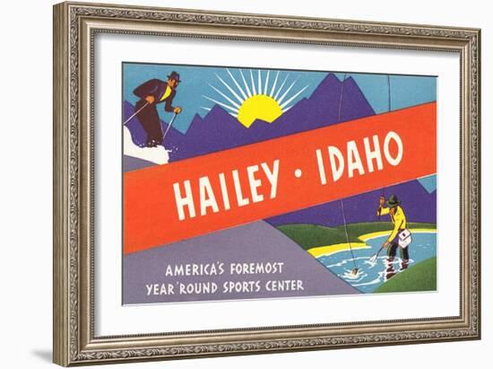 Travel Poster Hailey, Skiing, Fishing-null-Framed Art Print